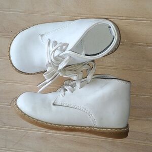 Trimfoot Co. Toddler High Top Flat Classic White Leather Lace Up Deer Shoes.